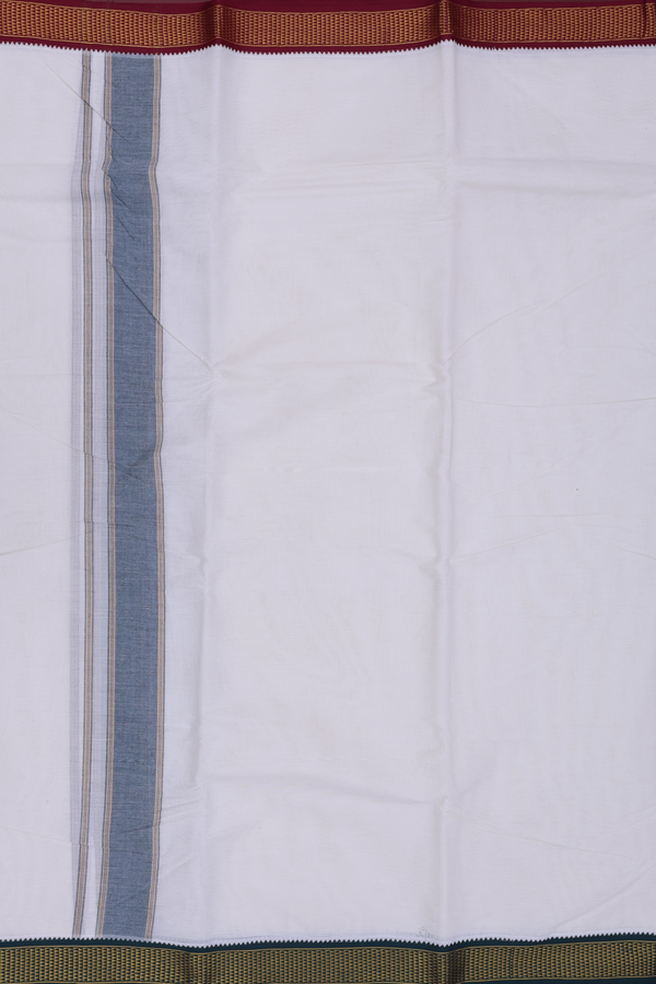 Ganga Jamuna Border White Cotton Dhoti With Angavastram Set