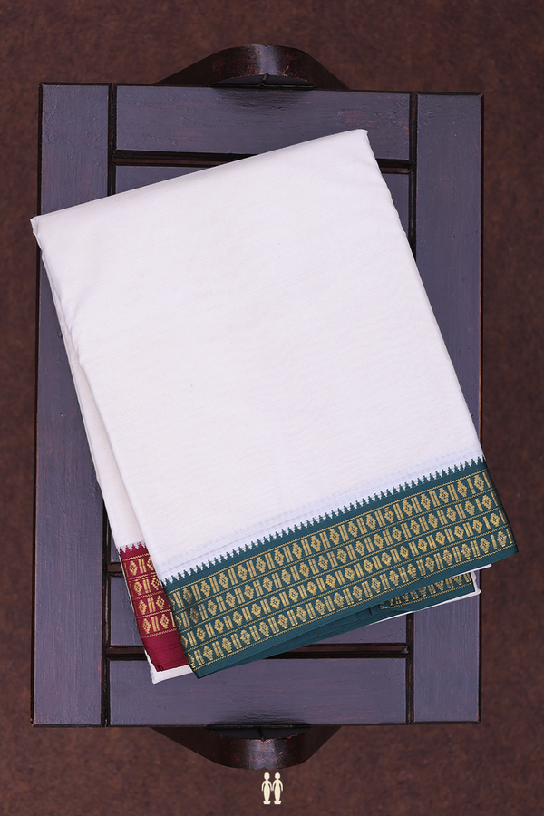 Ganga Jamuna Border White Cotton Dhoti With Angavastram Set