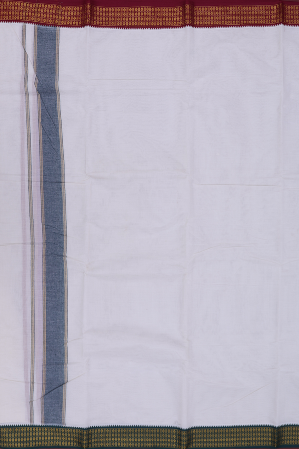 Ganga Jamuna Border White Cotton Dhoti With Angavastram Set
