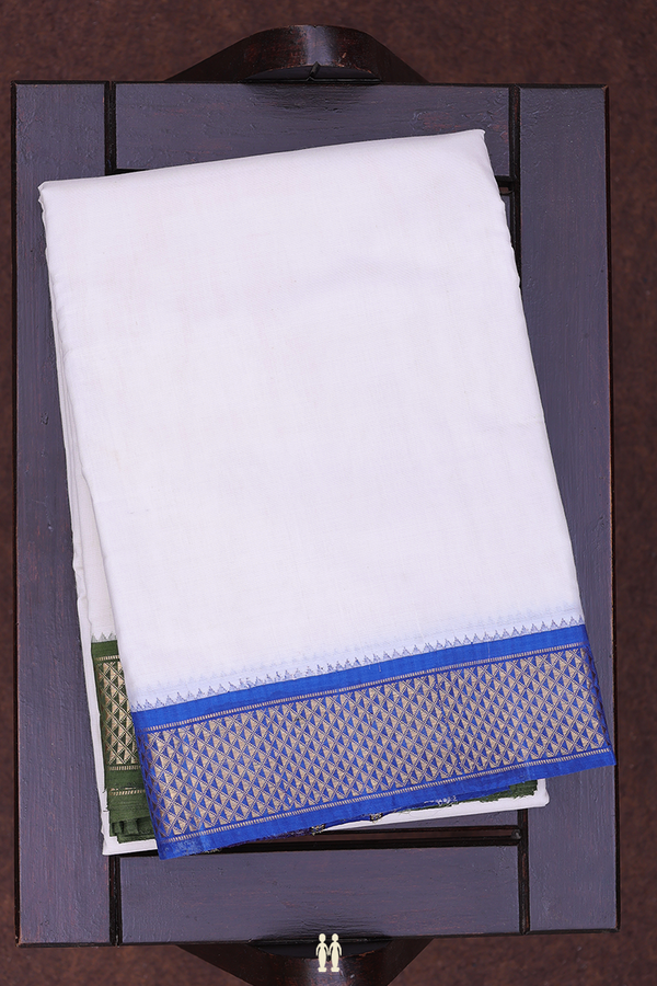 Ganga Jamuna Border White Cotton Dhoti With Angavastram Set
