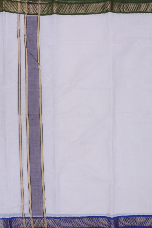 Ganga Jamuna Border White Cotton Dhoti With Angavastram Set