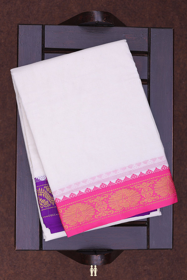 Ganga Jamuna Border White Cotton Dhoti With Angavastram Set