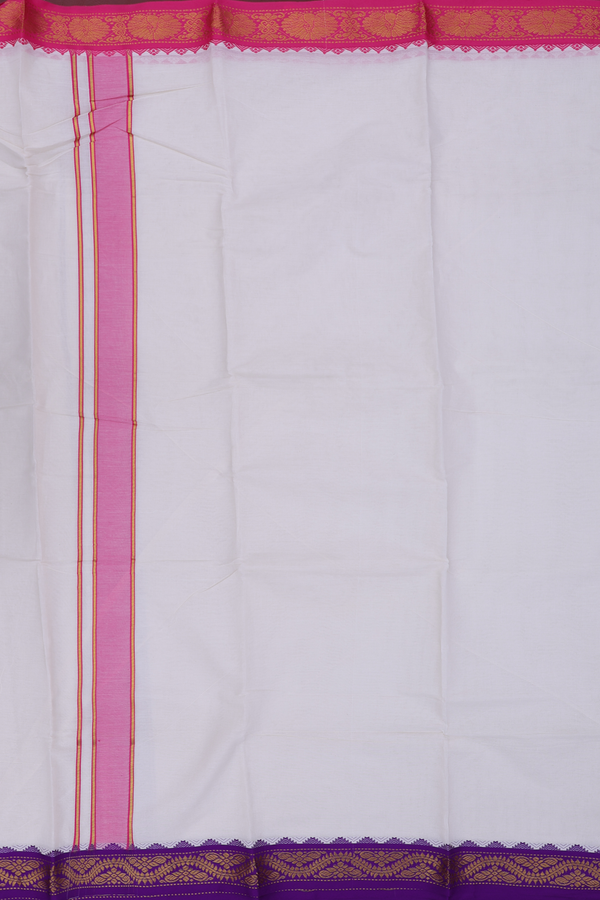 Ganga Jamuna Border White Cotton Dhoti With Angavastram Set