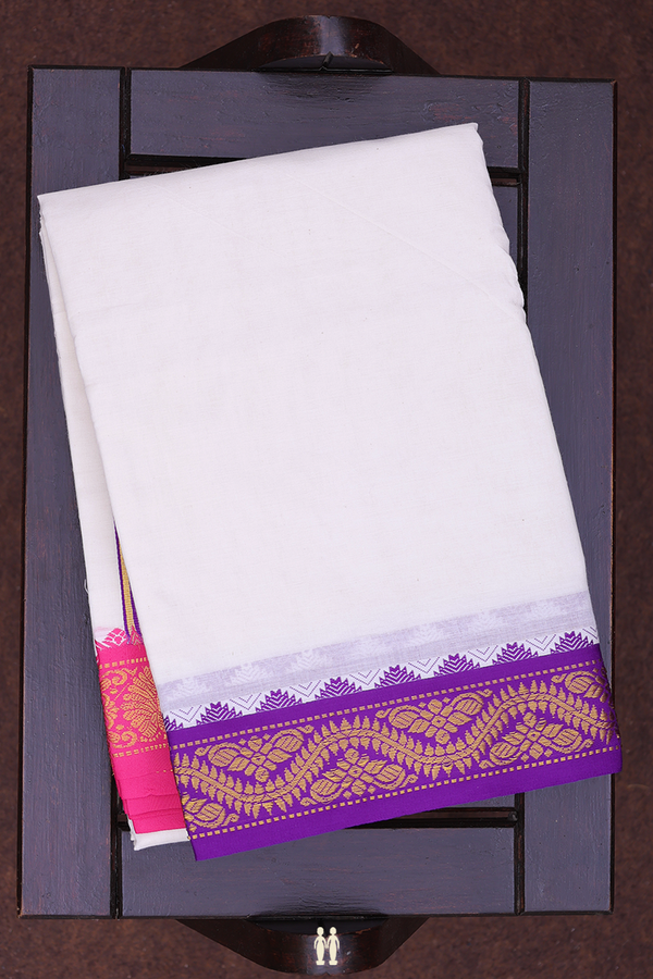 Ganga Jamuna Border White Cotton Dhoti With Angavastram Set