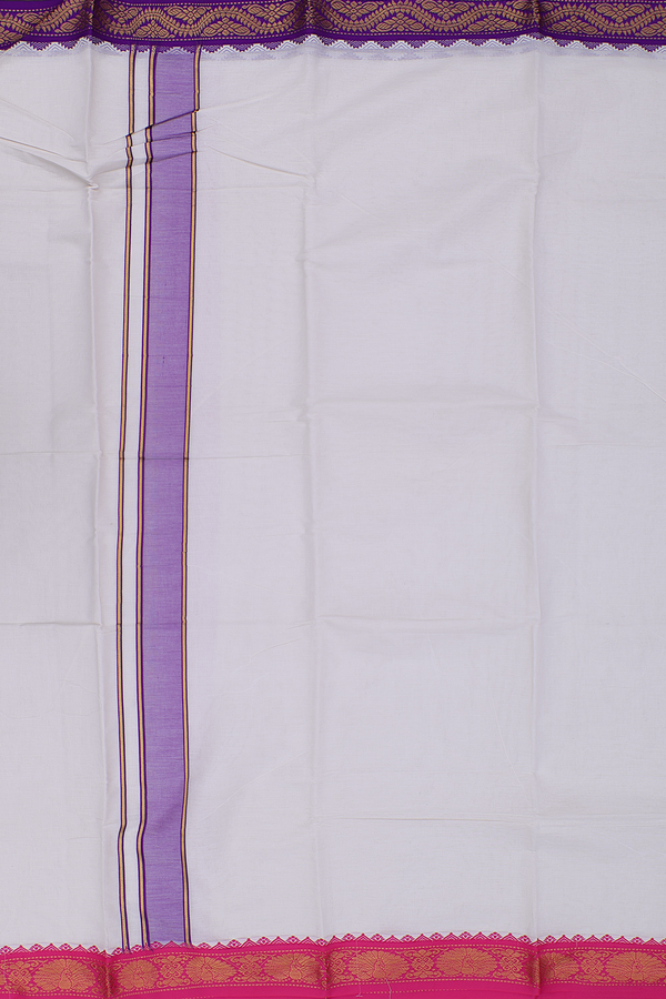 Ganga Jamuna Border White Cotton Dhoti With Angavastram Set