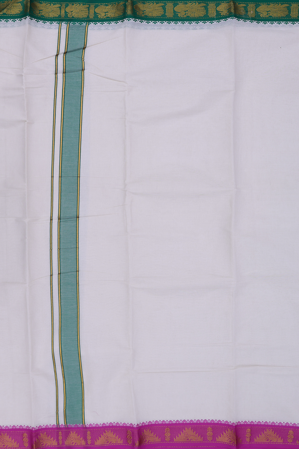 Ganga Jamuna Border White Cotton Dhoti With Angavastram Set