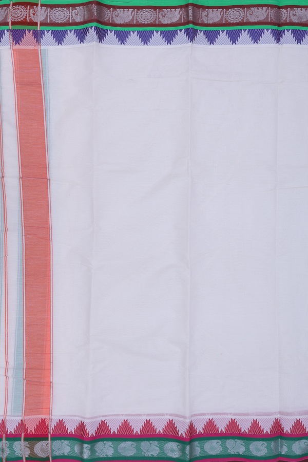Ganga Jamuna Border White Cotton Dhoti With Angavastram Set