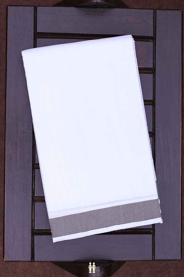 Contrast Border White Cotton Dhoti