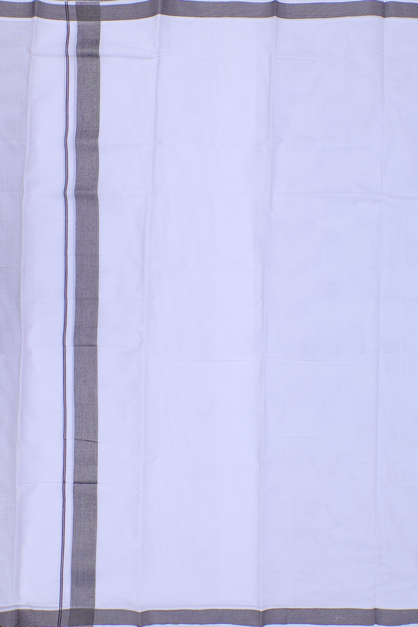 Contrast Border White Cotton Dhoti