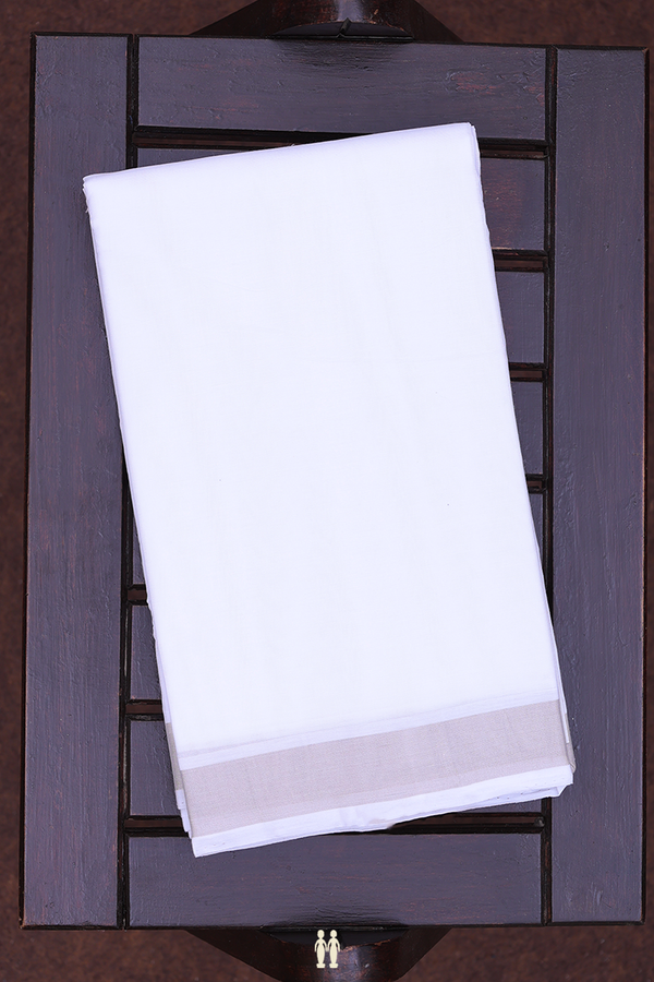 Zari Border White Cotton Dhoti