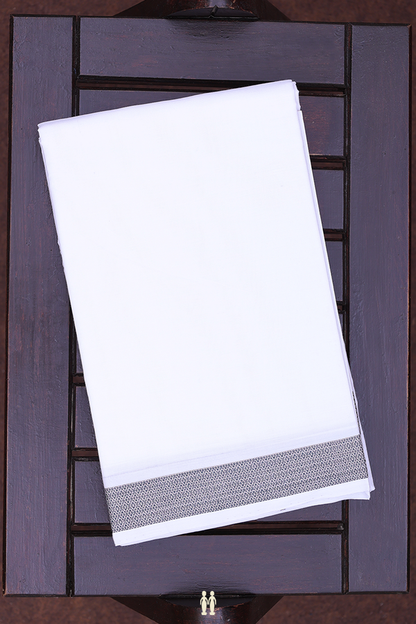 Threadwork Border White Cotton Dhoti