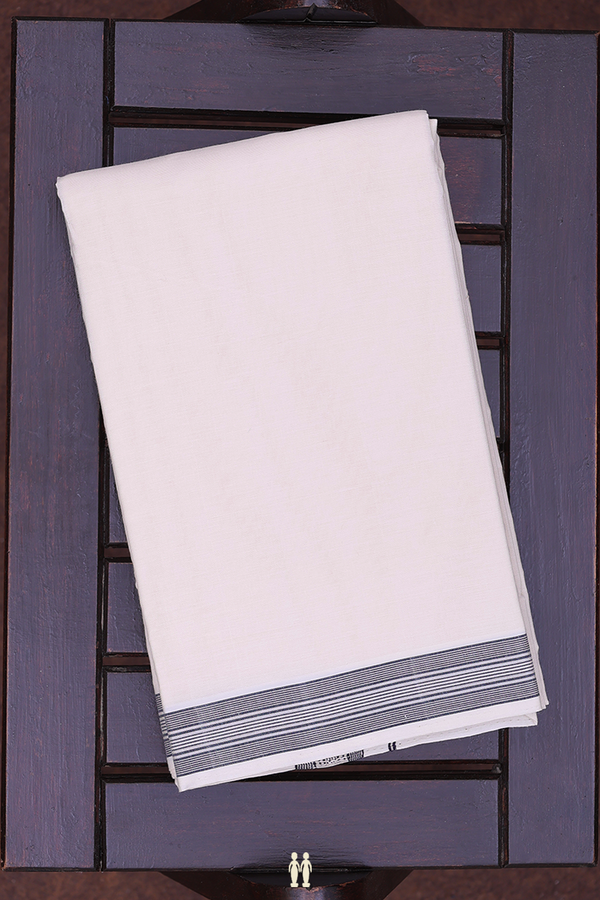 Stripes Border Off White Cotton Dhoti