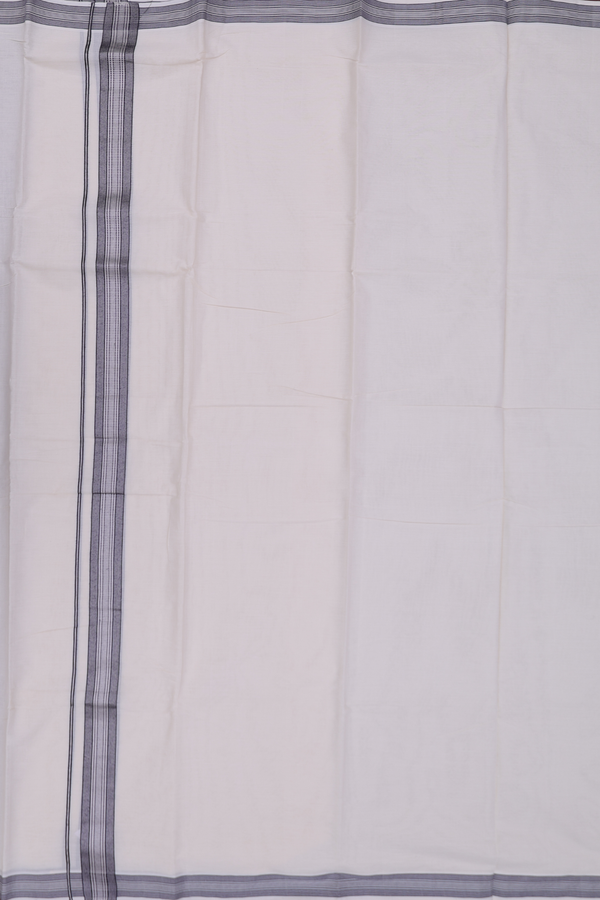 Stripes Border Off White Cotton Dhoti