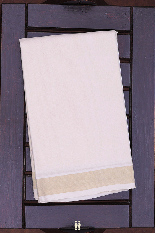 Zari Border Off White Cotton Dhoti