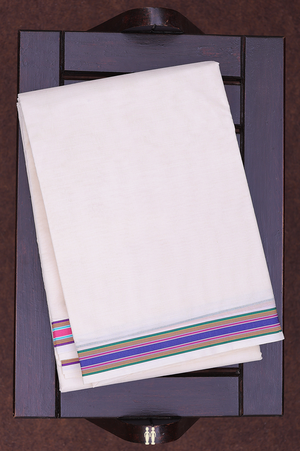 Ganga Jamuna Border White Cotton Dhoti With Angavastram Set