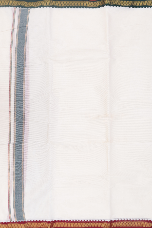 Ganga Jamuna Border White Cotton Dhoti With Angavastram Set
