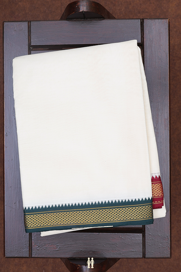 Ganga Jamuna Border White Cotton Dhoti With Angavastram Set