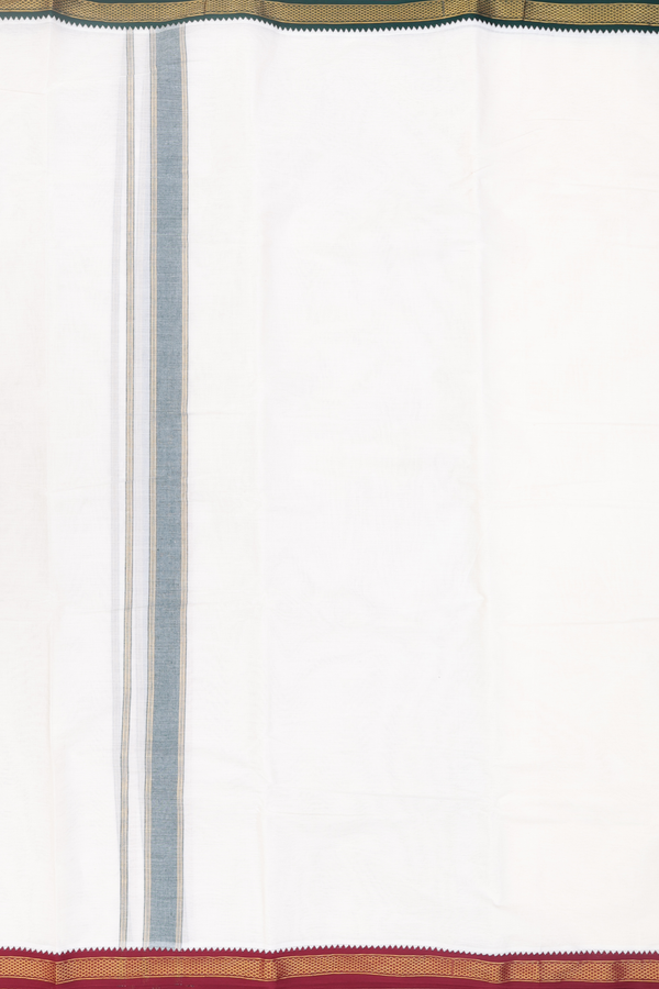 Ganga Jamuna Border White Cotton Dhoti With Angavastram Set