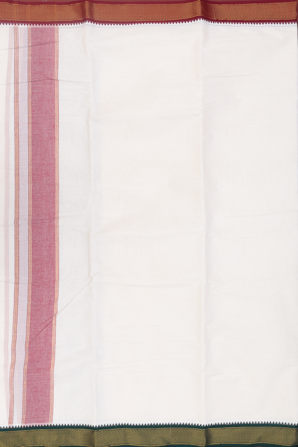 Ganga Jamuna Border White Cotton Dhoti With Angavastram Set