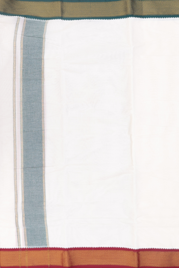 Ganga Jamuna Border White Cotton Dhoti With Angavastram Set