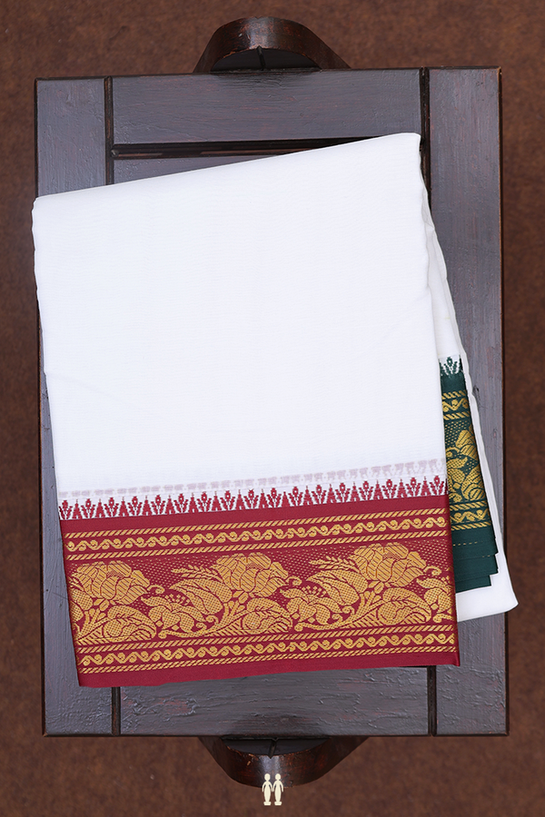 Ganga Jamuna Border White Cotton Dhoti With Angavastram Set