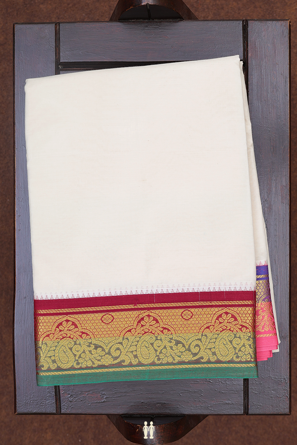 Ganga Jamuna Border White Cotton Dhoti With Angavastram Set