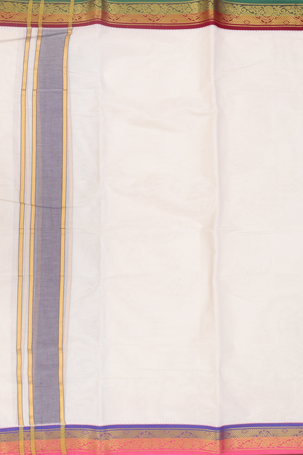 Ganga Jamuna Border White Cotton Dhoti With Angavastram Set