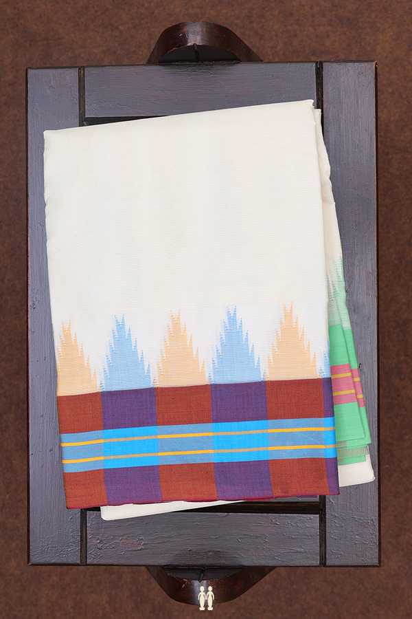 Ganga Jamuna Border White Cotton Dhoti With Angavastram Set
