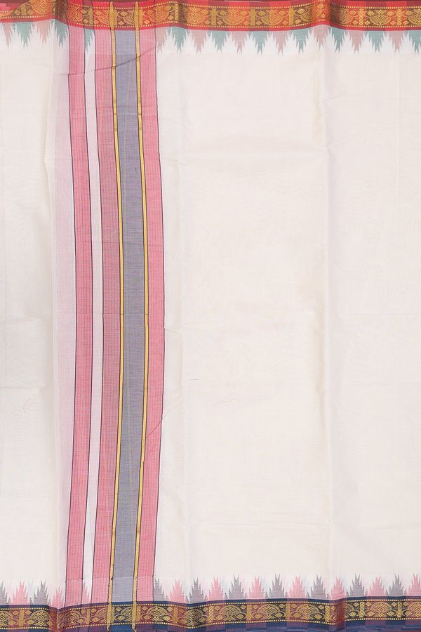 Ganga Jamuna Border White Cotton Dhoti With Angavastram Set