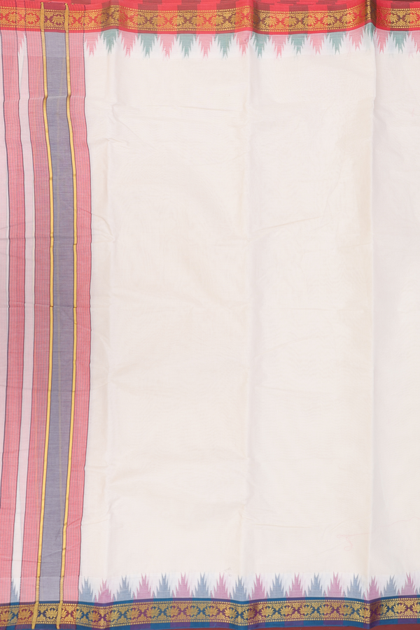 Ganga Jamuna Border White Cotton Dhoti With Angavastram Set