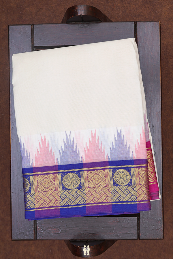 Ganga Jamuna Border White Cotton Dhoti With Angavastram Set