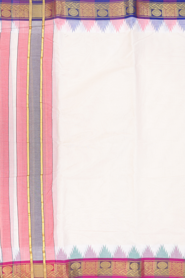 Ganga Jamuna Border White Cotton Dhoti With Angavastram Set