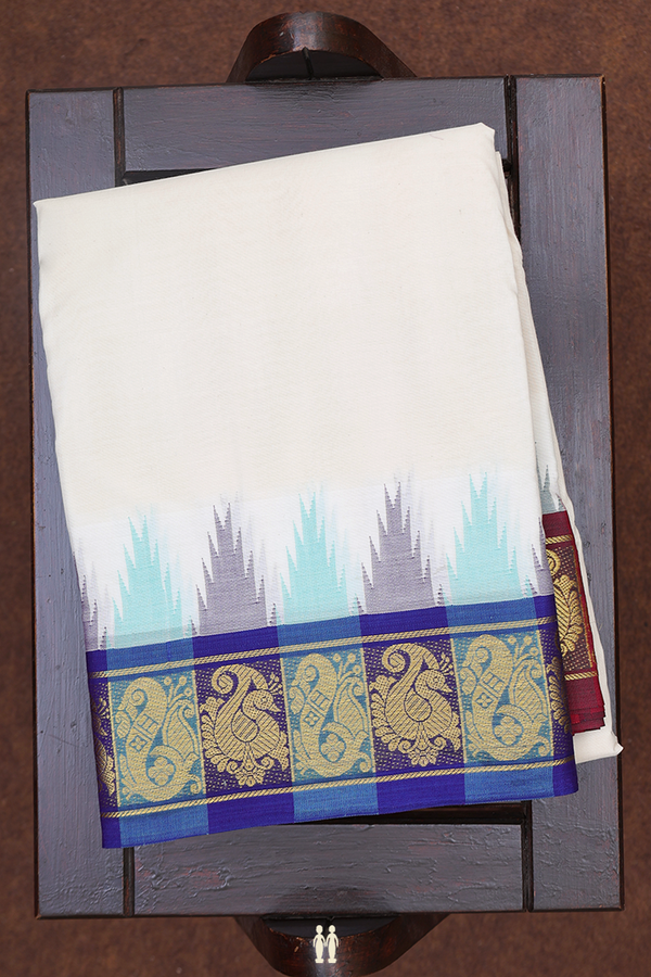 Ganga Jamuna Border White Cotton Dhoti With Angavastram Set