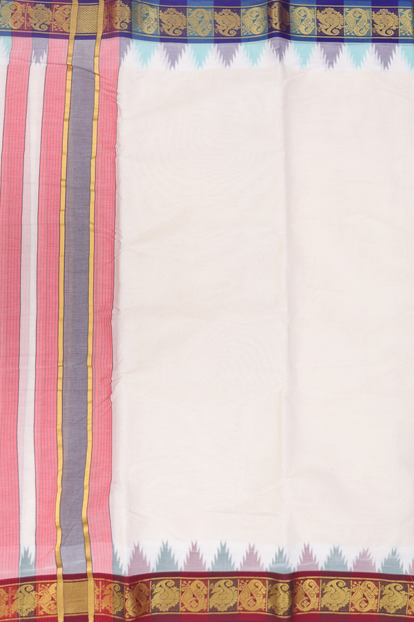 Ganga Jamuna Border White Cotton Dhoti With Angavastram Set