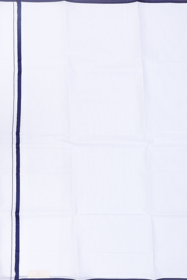 Contrast Border White Cotton Dhoti