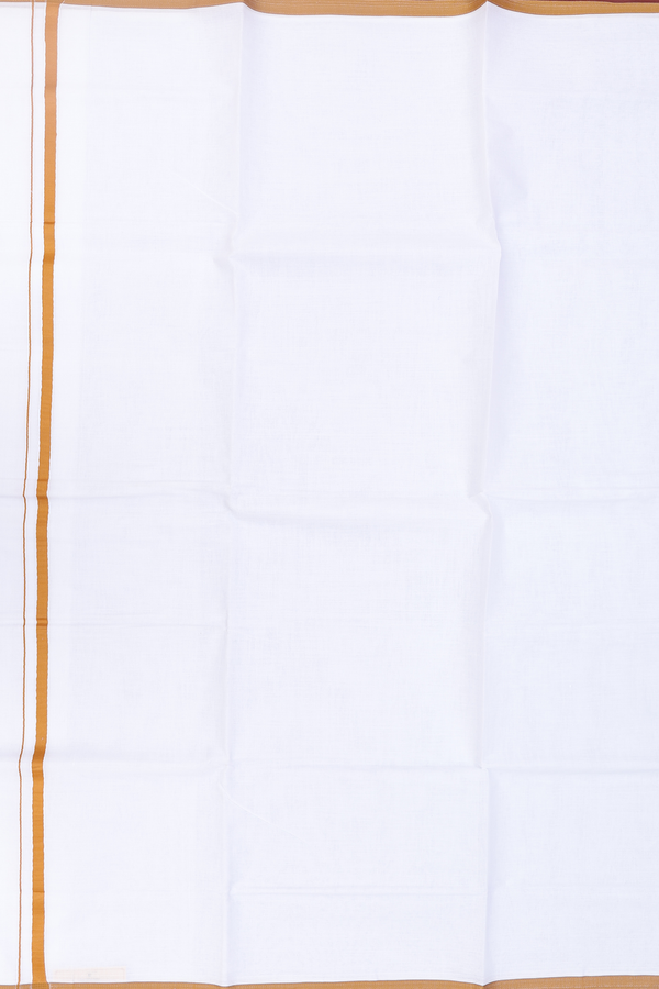 Contrast Border White Cotton Dhoti