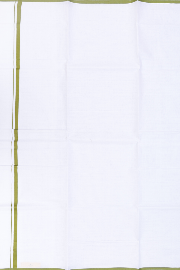 Contrast Border White Cotton Dhoti