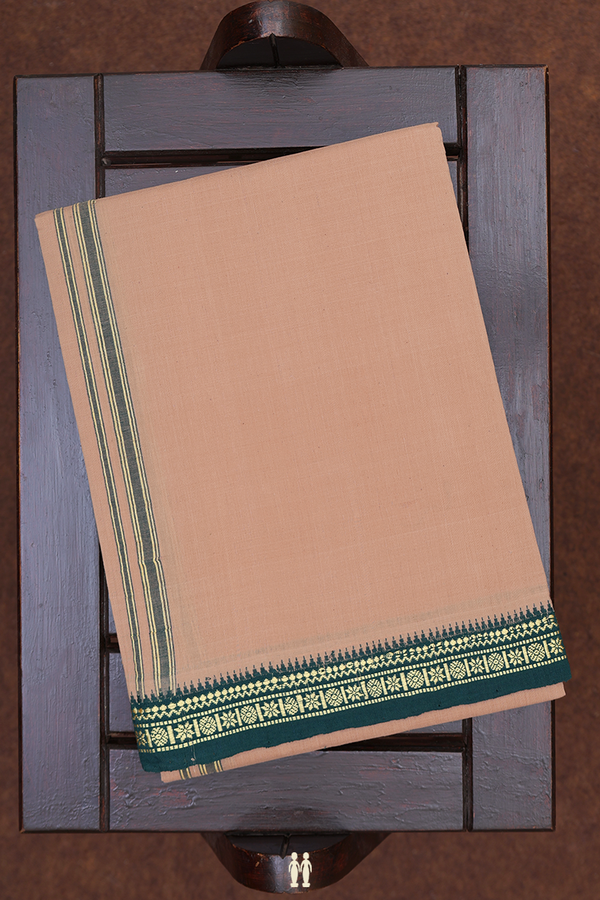 Contrast Border Brown Cotton Dhoti