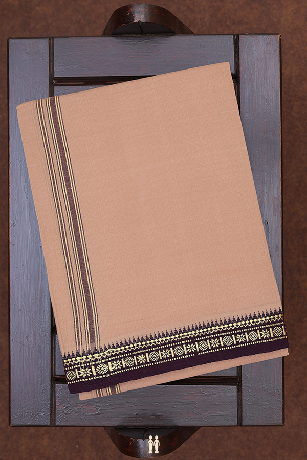 Floral Border Brown Cotton Dhoti