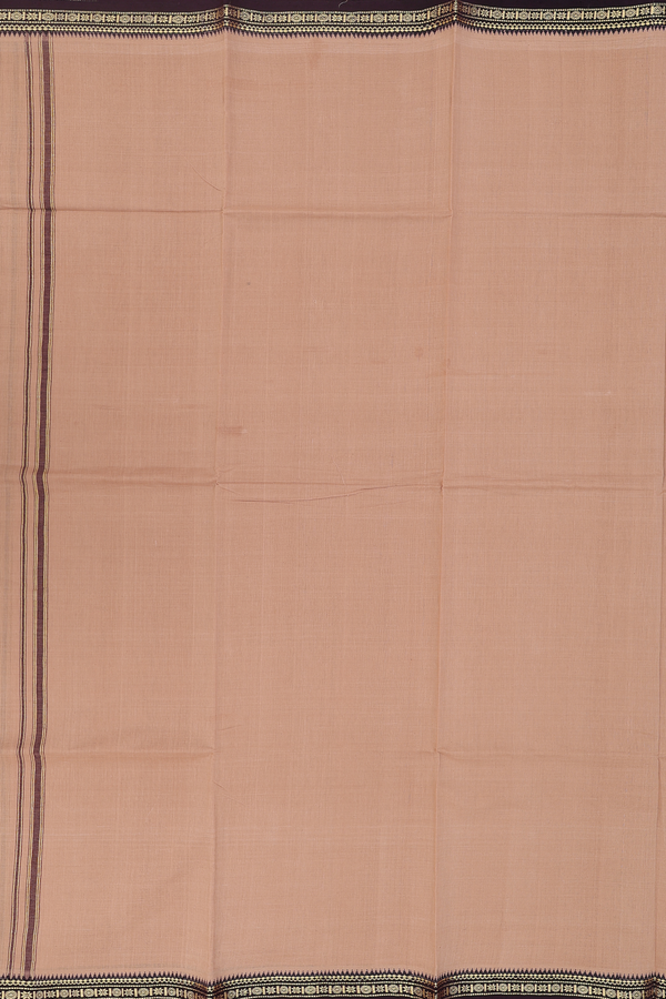 Floral Border Brown Cotton Dhoti