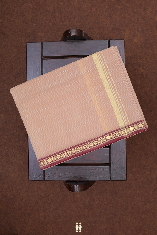 Contrast Border Brown Cotton Dhoti