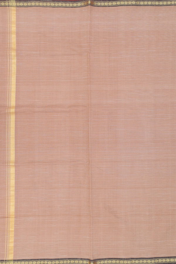 Floral Border Brown Cotton Dhoti