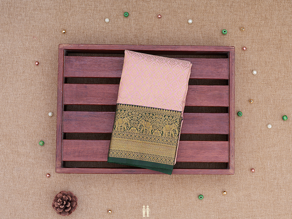 Brocade Design Pink Kanchipuram Silk Pavadai Sattai Material