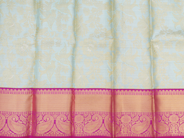 Floral Design Green Tissue Kanchipuram Pavadai Sattai Material