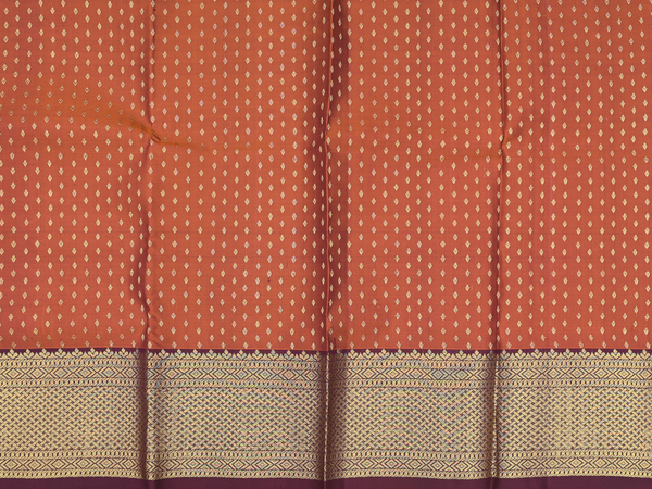 Zari Buttis Rust Brown Kanchipuram Silk Pavadai Sattai Material