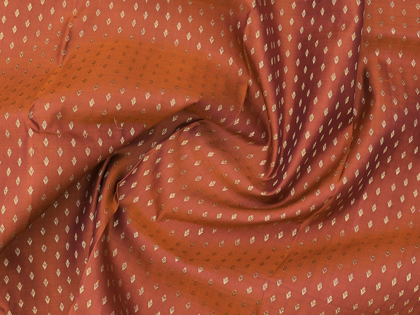 Zari Buttis Rust Brown Kanchipuram Silk Pavadai Sattai Material