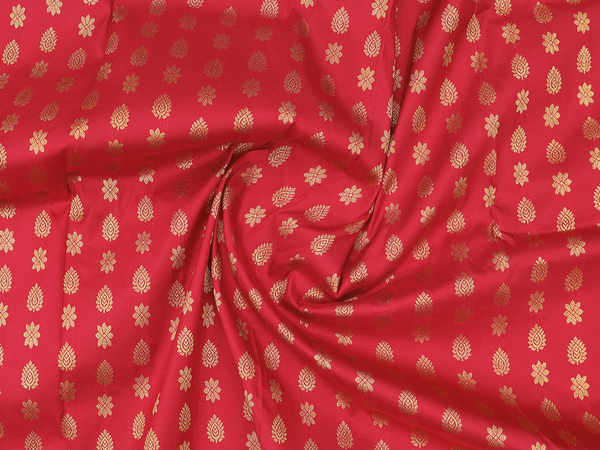 Zari Buttas Red Kanchipuram Silk Pavadai Sattai Material