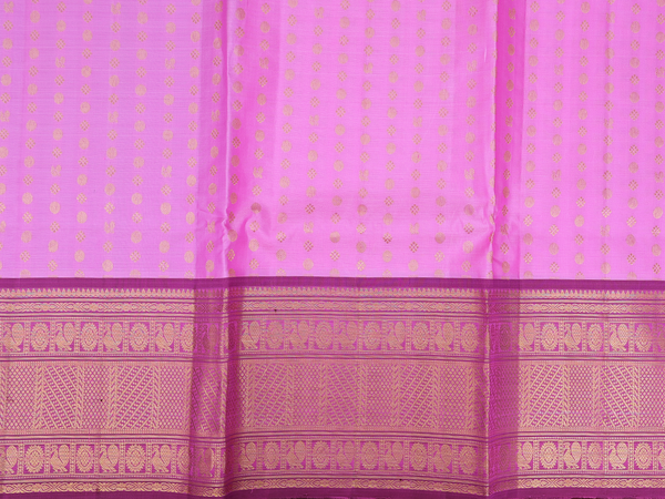 Zari Buttas Pink Kanchipuram Silk Half Saree Material