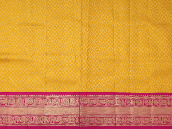 Brocade Design Yellow Kanchipuram Pavadai Sattai Material
