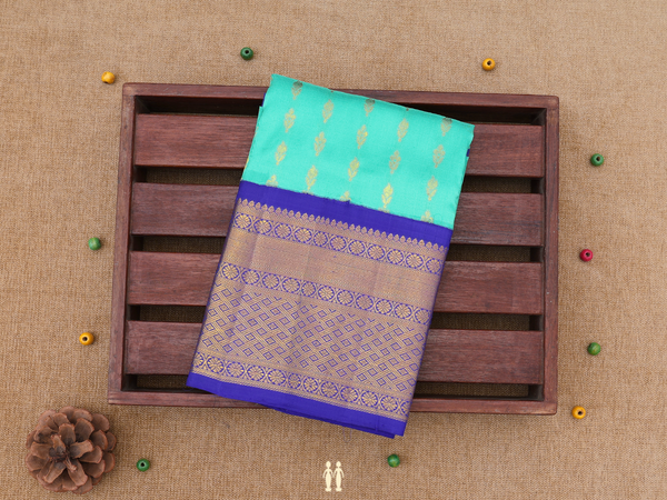 Floral Buttas Mint Blue Kanchipuram Pavadai Sattai Material